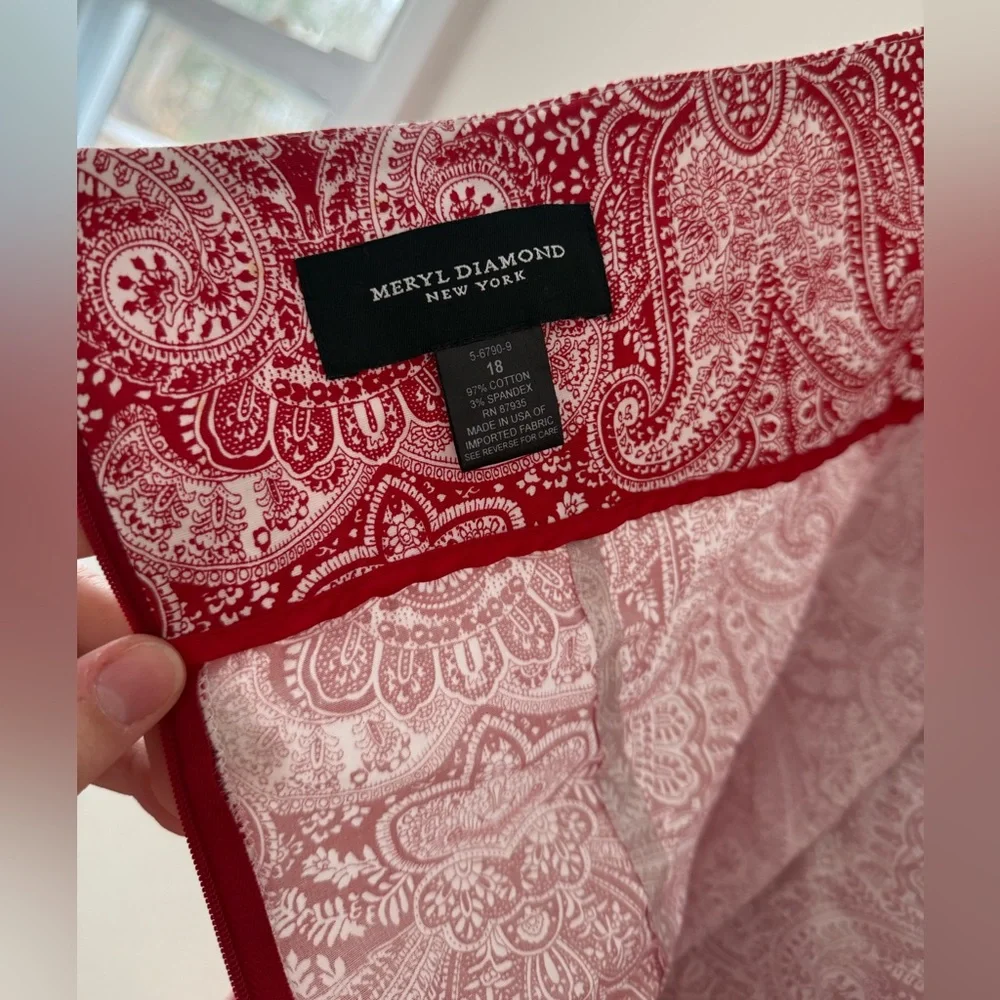 Plus Size 18 Strapless Mini Dress Red and White Paisley Bandana Western - Picture 2 of 13